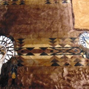 A brown blanket with a clock on it